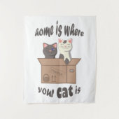 Grappig citaat Home is waar je kat is Wandkleed (Voorkant)