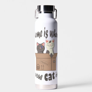 Grappig citaat Home is waar je kat is Waterfles