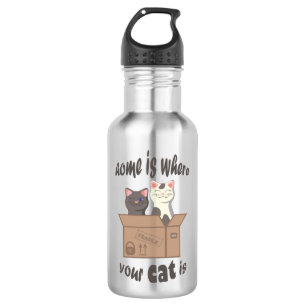 Grappig citaat Home is waar je kat is Waterfles