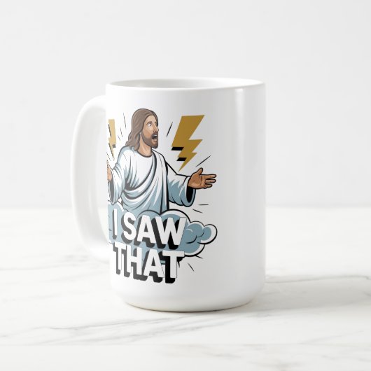 Grappig citaat Jesus Meme Ik zag dat Christelijke  Koffiemok (Voorkant links)