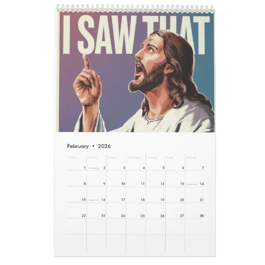 Grappig citaat: Jezus Meme, ik zag dat Jezus Kalender (Feb 2026)