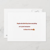 Grappig citaat - Mensen die denken dat ze elke ... Briefkaart (Voorkant / Achterkant)