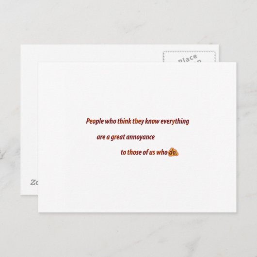 Grappig citaat - Mensen die denken dat ze elke ... Briefkaart (Voorkant / Achterkant)