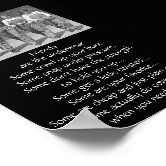 Grappig citaat over vrienden is als ondergoed poster (Hoek)