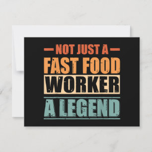 Grappig citaat Retro Fast Food Worker Feestdagenkaart
