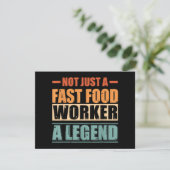 Grappig citaat Retro Fast Food Worker Save The Date (Staand voorkant)