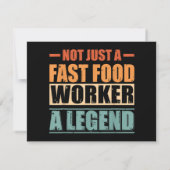 Grappig citaat Retro Fast Food Worker Save The Date (Achterkant)