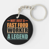 Grappig citaat Retro Fast Food Worker Sleutelhanger (Achterkant)