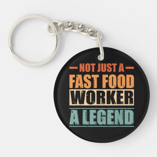 Grappig citaat Retro Fast Food Worker Sleutelhanger (Voorkant)