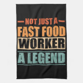 Grappig citaat Retro Fast Food Worker Theedoek (Verticaal)