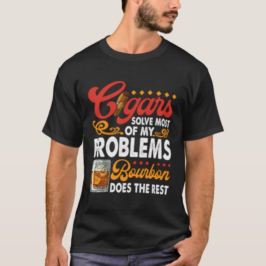 Grappig citaat sigaar roken en whisky bourbon humo t-shirt (Voorkant)