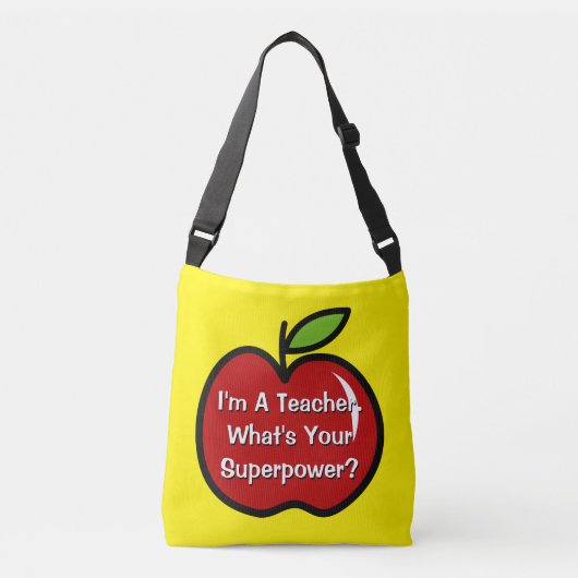 Grappig citaat van de leraar en rode appelkruis crossbody tas (Voorkant)
