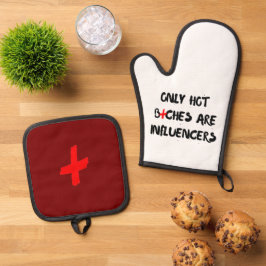 Grappig Citaat van Invloedrijke Persoon als Cadeau Ovenwant & Pannenlap Set