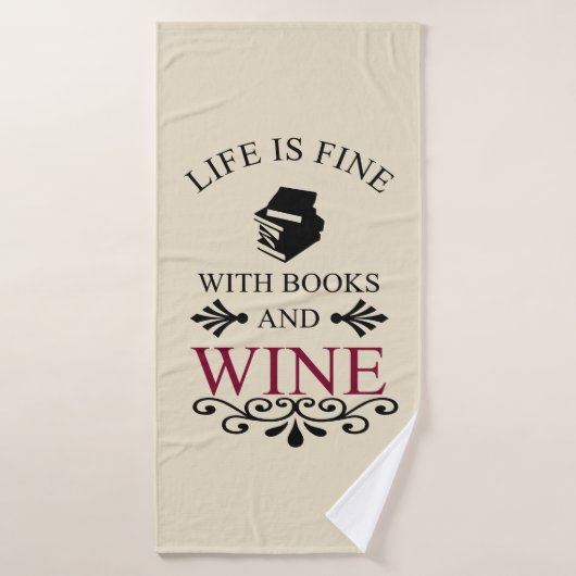 grappig citaat voor boeken en wijnliefhebber badhanddoek (Badhanddoek)