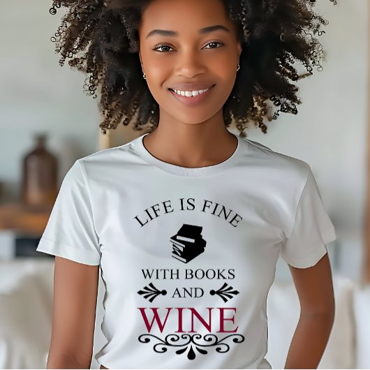 grappig citaat voor boeken en wijnliefhebber t-shirt