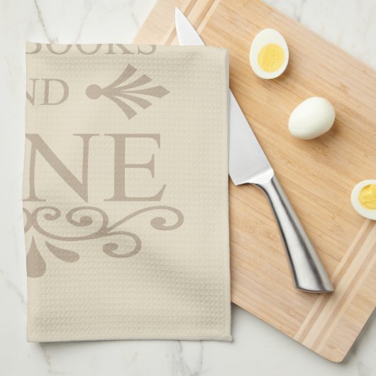 grappig citaat voor boeken en wijnliefhebber theedoek (Quarter Fold)