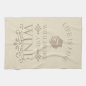 grappig citaat voor boeken en wijnliefhebber theedoek (Horizontaal)