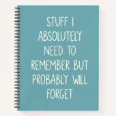 Grappig citaat voor vergeetachtige mensen om Blauw Notitieboek (Voorkant)