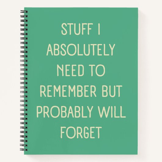 Grappig citaat voor vergeetachtige mensen om lijst notitieboek (Voorkant)