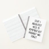 Grappig citaat voor vergeetachtige mensen om wit t notitieboek (Binnen)