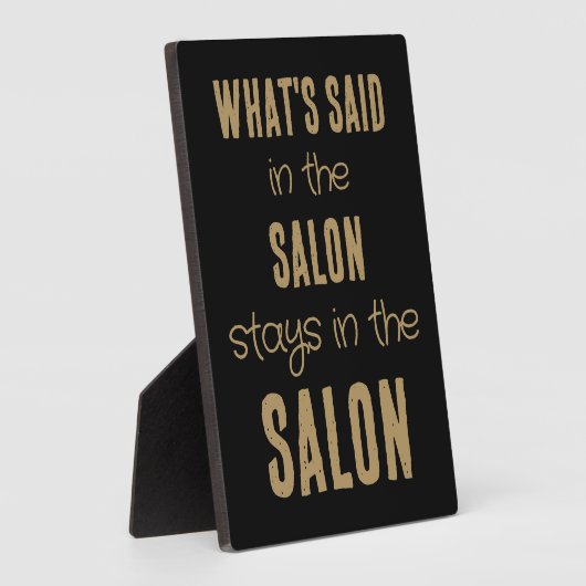 Grappig citaat wat gezegd is in de Salon Gold Blac Fotoplaat (Zijkant)