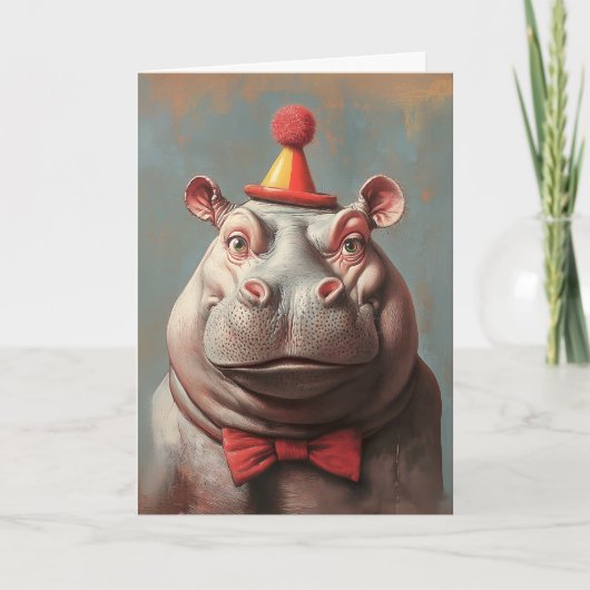 Grappig Clown Hippo portret (Voorkant)