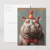 Grappig Clown Hippo portret Briefkaart (Voorkant / Achterkant)
