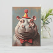 Grappig Clown Hippo portret Kaart (Staand voorkant)
