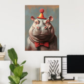 Grappig Clown Hippo portret Poster (Thuiskantoor)