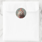 Grappig Clown Hippo portret Ronde Sticker (Tas)