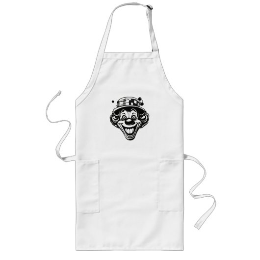 Grappig Clown Logo – Omgekeerde Mutss en Uitgestok Lang Schort (Voorkant)
