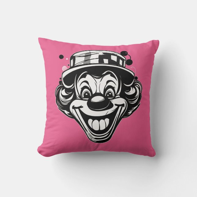 Grappig Clown Logo – Omgekeerde Pet & Uitgestoken  Kussen (Voorkant)