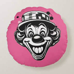 Grappig Clown Logo – Omgekeerde Pet & Uitgestoken  Rond Kussen