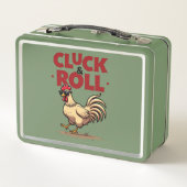 Grappig "Cluck & Roll" Cool Rooster Cartoon ontwer (Achterkant)