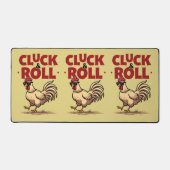 Grappig "Cluck & Roll" Cool Rooster Cartoon ontwer Bureaumat (Voorkant)
