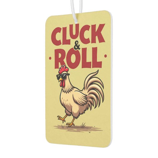 Grappig "Cluck & Roll" Cool Rooster Cartoon ontwer Luchtverfrisser (Links)