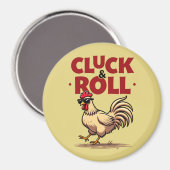 Grappig "Cluck & Roll" Cool Rooster Cartoon ontwer Magneet (Voorkant / Achterkant)