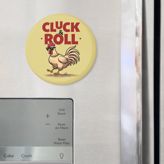 Grappig "Cluck & Roll" Cool Rooster Cartoon ontwer Magneet (Insitu (Koelkast))