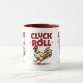 Grappig "Cluck & Roll" Cool Rooster Cartoon ontwer Mok (Midden)