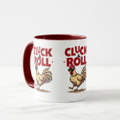 Grappig "Cluck & Roll" Cool Rooster Cartoon ontwer Mok (Voorkant links)