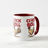 Grappig "Cluck & Roll" Cool Rooster Cartoon ontwer Mok (Voorkant rechts)