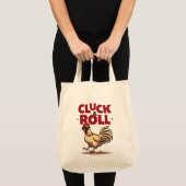 Grappig "Cluck & Roll" Cool Rooster Cartoon ontwer Tote Bag (Voorkant (product))
