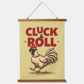 Grappig "Cluck & Roll" Koel Haan Cartoon Ontwerp Hangend Wandkleed (Voorkant)