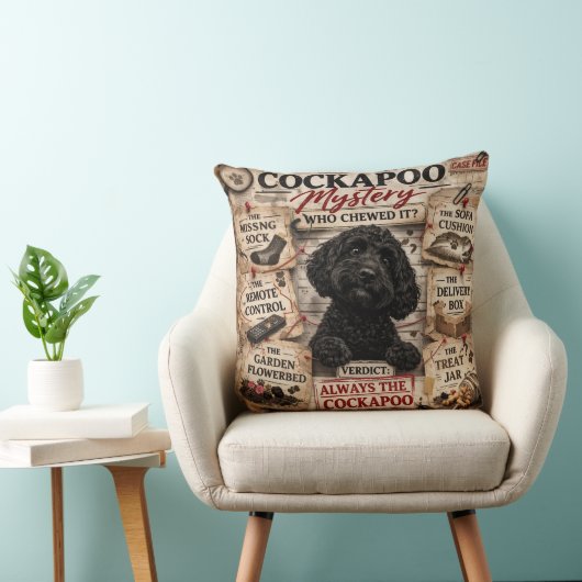 Grappig Cockapoo Kussen unieke cadeau (Stoel)