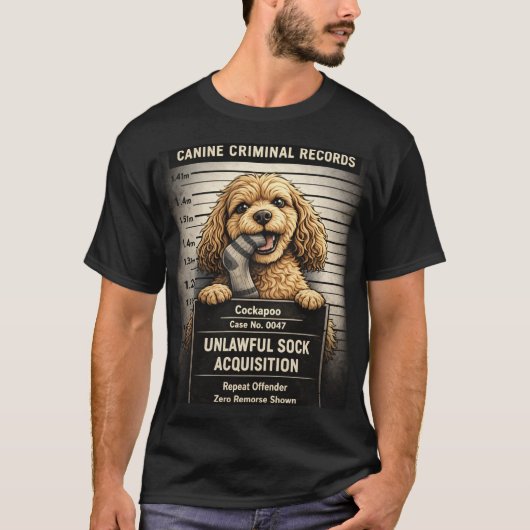 Grappig Cockapoo Mugshot T-shirt Cadeau (Voorkant)