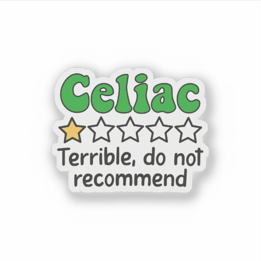 Grappig coeliakie - Verschrikkelijk, raad geen Sti Sticker (Voorkant)
