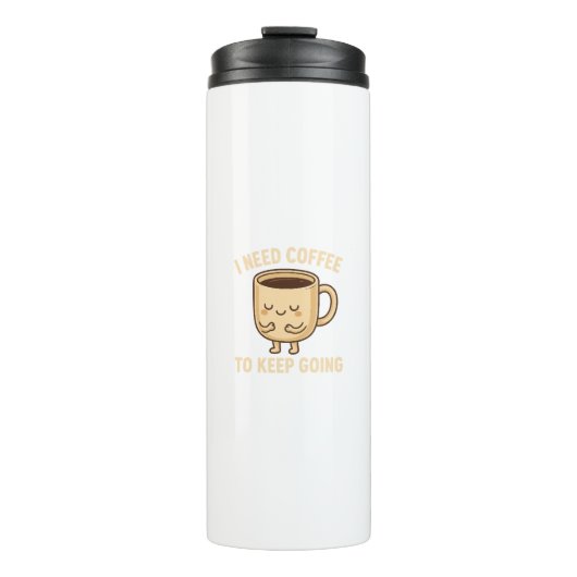 Grappig Coffee Lover Cartoon Design Thermosbeker (Voorkant)
