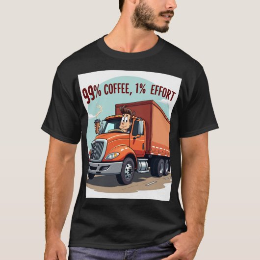 Grappig Coffee Lover T-Shirt: 99% Koffie 1% Inspan T-shirt (Voorkant)