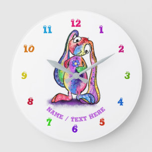 Grappig Colorful Bunny Love Flower - Voeg tekst/na Grote Klok