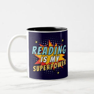 Grappig Comic Book Reading is mijn Superpower Tweekleurige Koffiemok